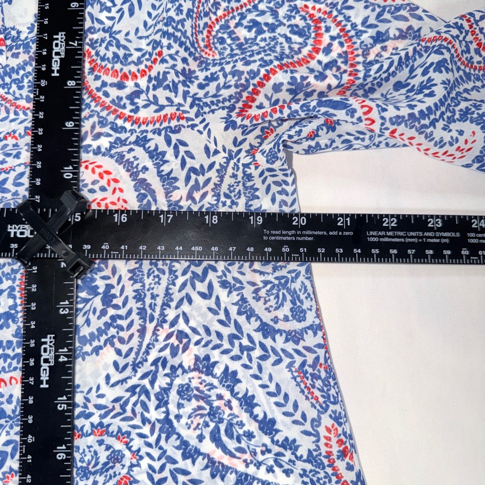 Ariat Blouse Womens Medium Blue Red Paisley Tie Neck Tunic Western Blouse - Picture 5 of 7